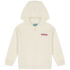Girls Ivory Logo Hooded Zip Up Top, 1, hi-res